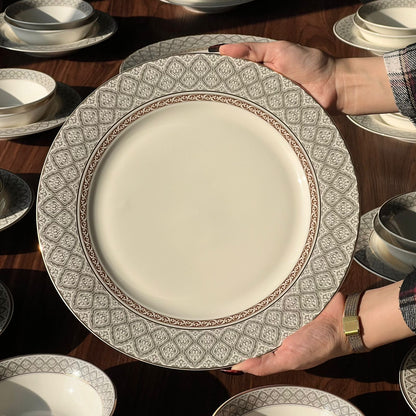 39PCS Round Porcelain Dining Tableware Set