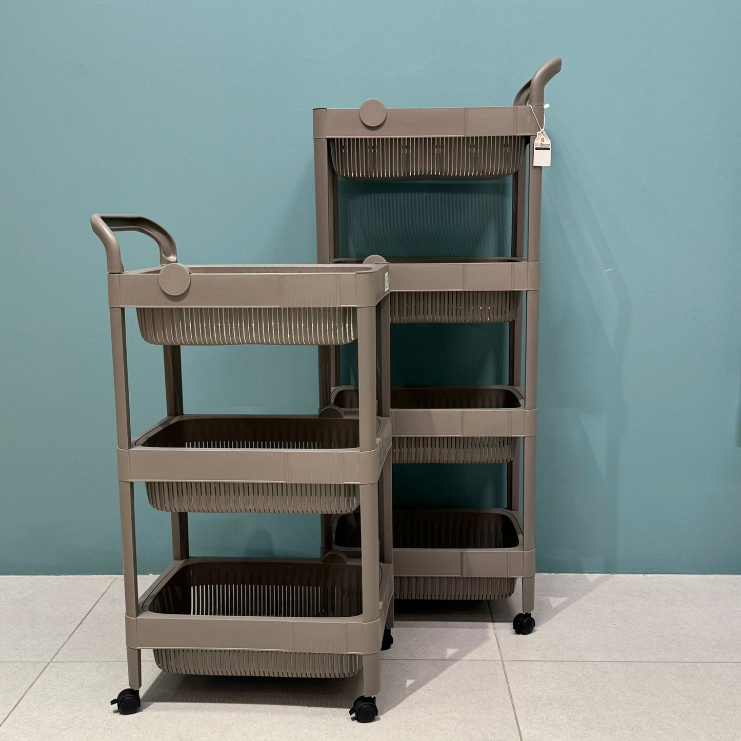 3&4-Tier Plastic Storage Trolley with Wheels