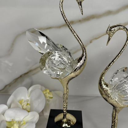 Crystal Winged Swan Figurine - Set Of 2
