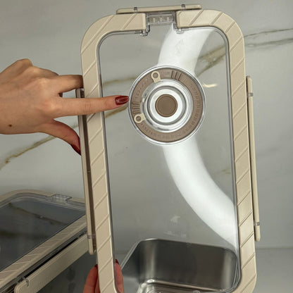 دەفری خواردن هەڵگرتن بە قاپی قفڵ‌دار