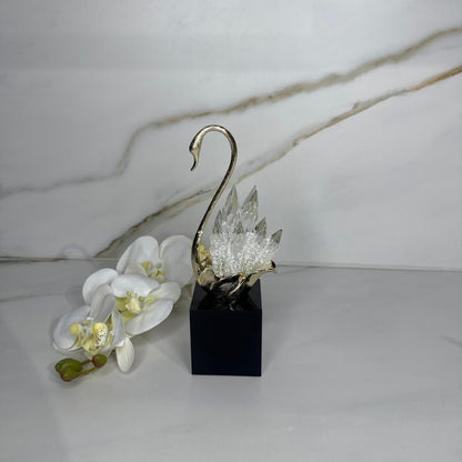 Elegant Crystal-Tail Swan Figurine - Set Of 2