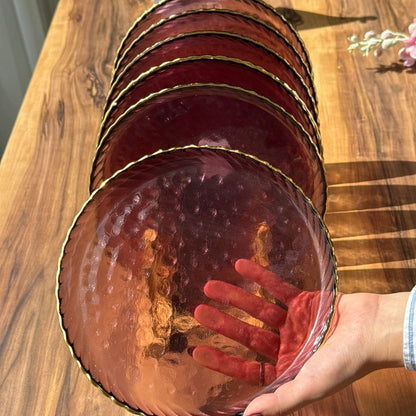 طقم أدوات مائدة زجاجي فاخر متموج - 6 قطع