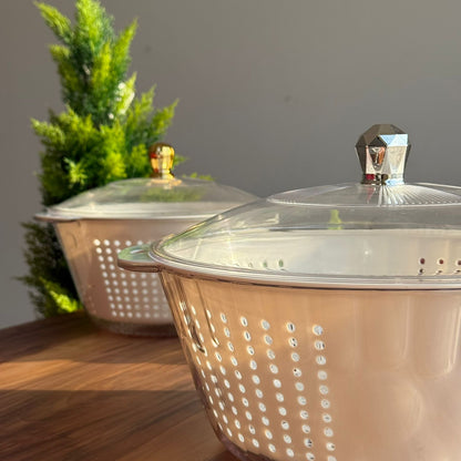 Multi-Purpose Washing & Storage Bowl Strainer With Lid - Round