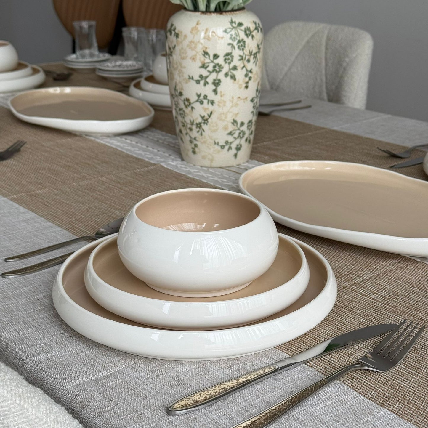Modern Two-Tone Ceramic Dinnerware Set