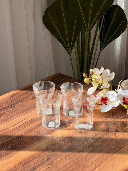 320ml Trasparent Iced Coffee Vertical Pattern Glass