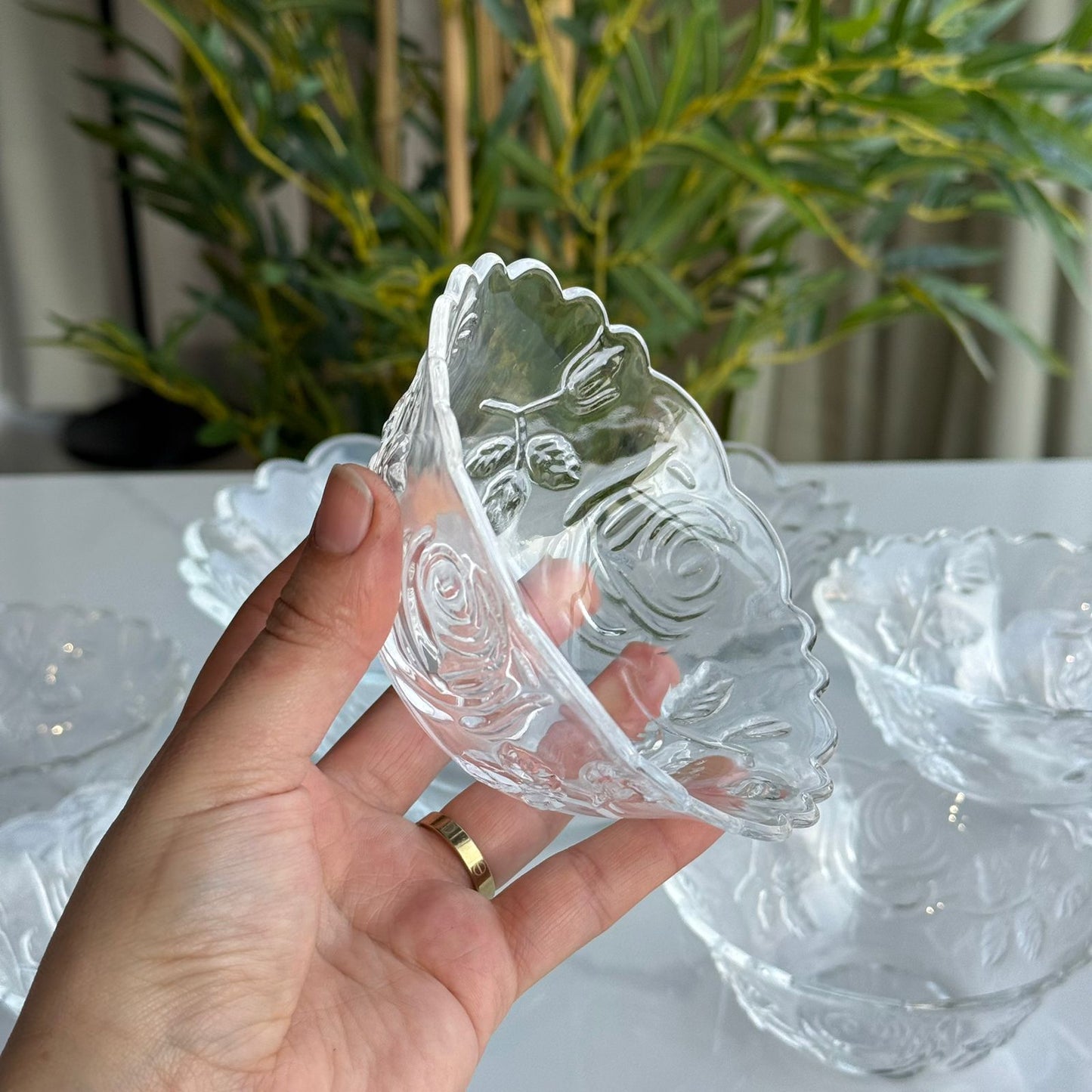 Elegant Glass Dessert & Salad Bowl Set