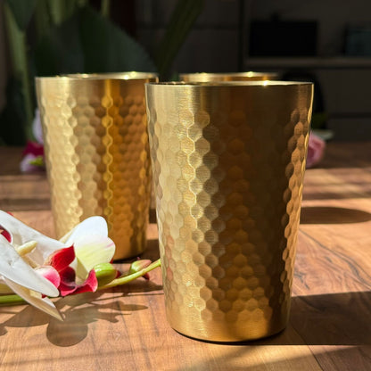 پەرداخی خواردنەوەی پۆڵا ستانلێسی زێرین 