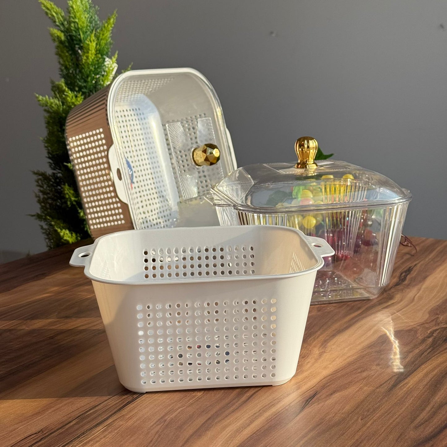 Multi-Purpose Washing & Storage Bowl Strainer With Lid