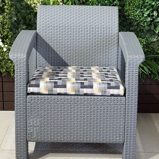 Modern Garden Seating Set - Grey With Decorative Cushion