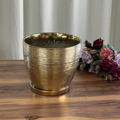 Vintage Gold Indoor/Outdoor Ceramic Planter