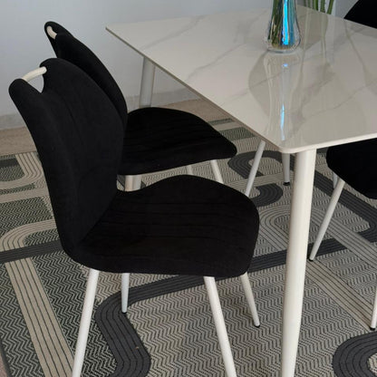 Dany Table and Roza Chairs Dining Set - Black & White