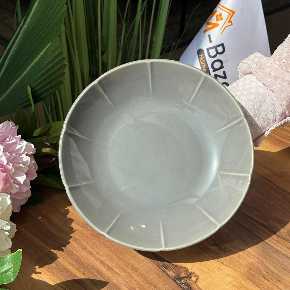 24-Peices Modern Stoneware Dining Set Textured Rim Design