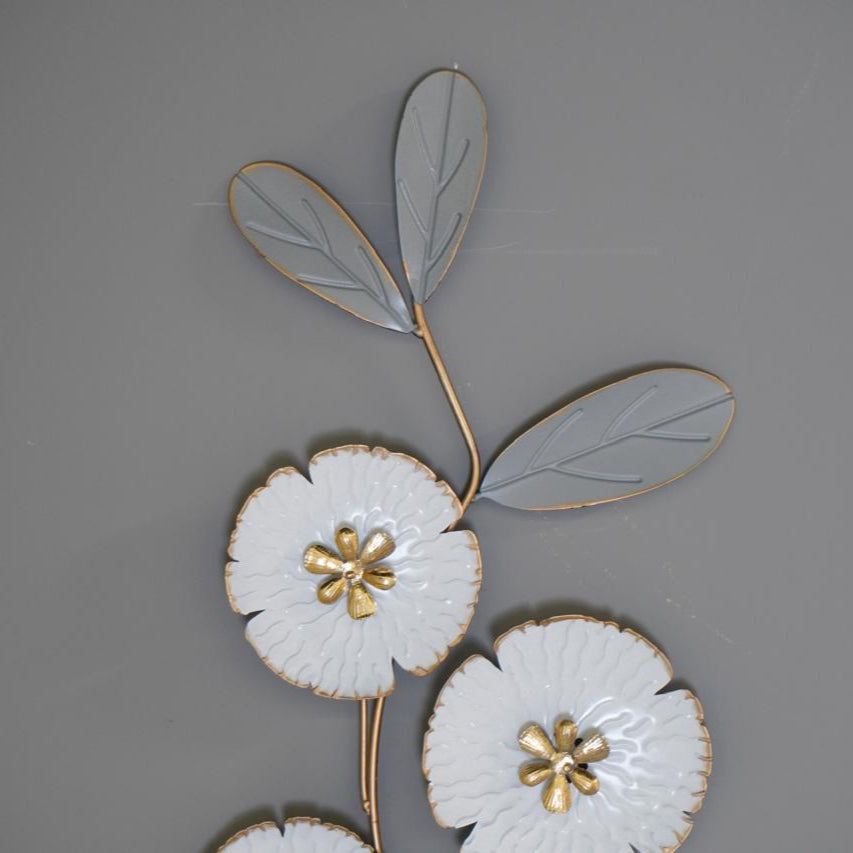 Luxury Metal White Floral Wall Decoration