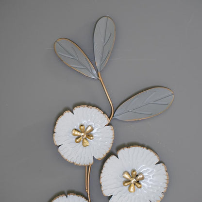 Luxury Metal White Floral Wall Decoration