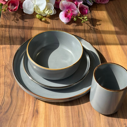 Granite Edge -16-PCS Grey Dinnerware Set