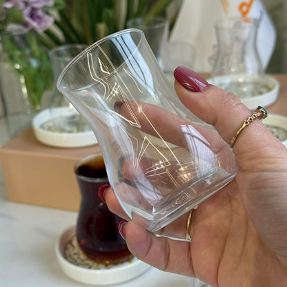 Elegant Decorative Saucers & Tea Glass Set