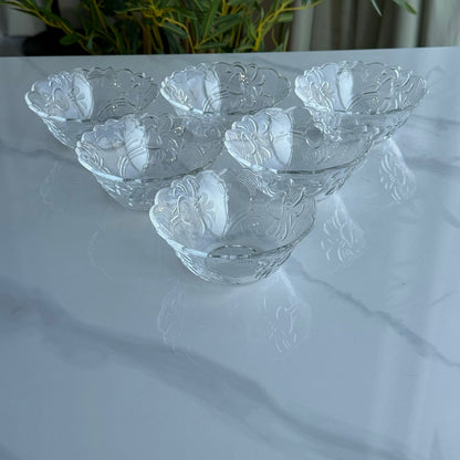 Blush Bloom Glass Dessert Bowl Set