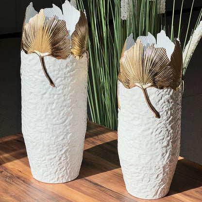 2 Sized Elegant Ginkgo Vases