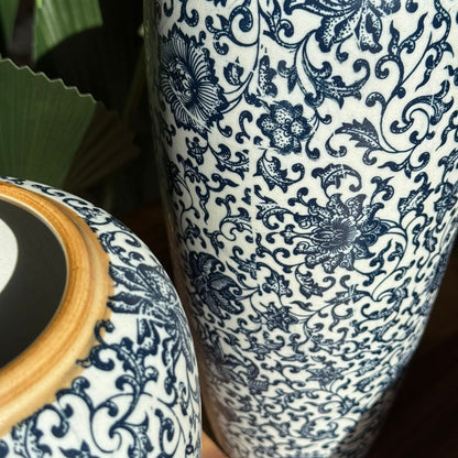 Elegant Blue Vases With Floral Motif And Orchid Touch