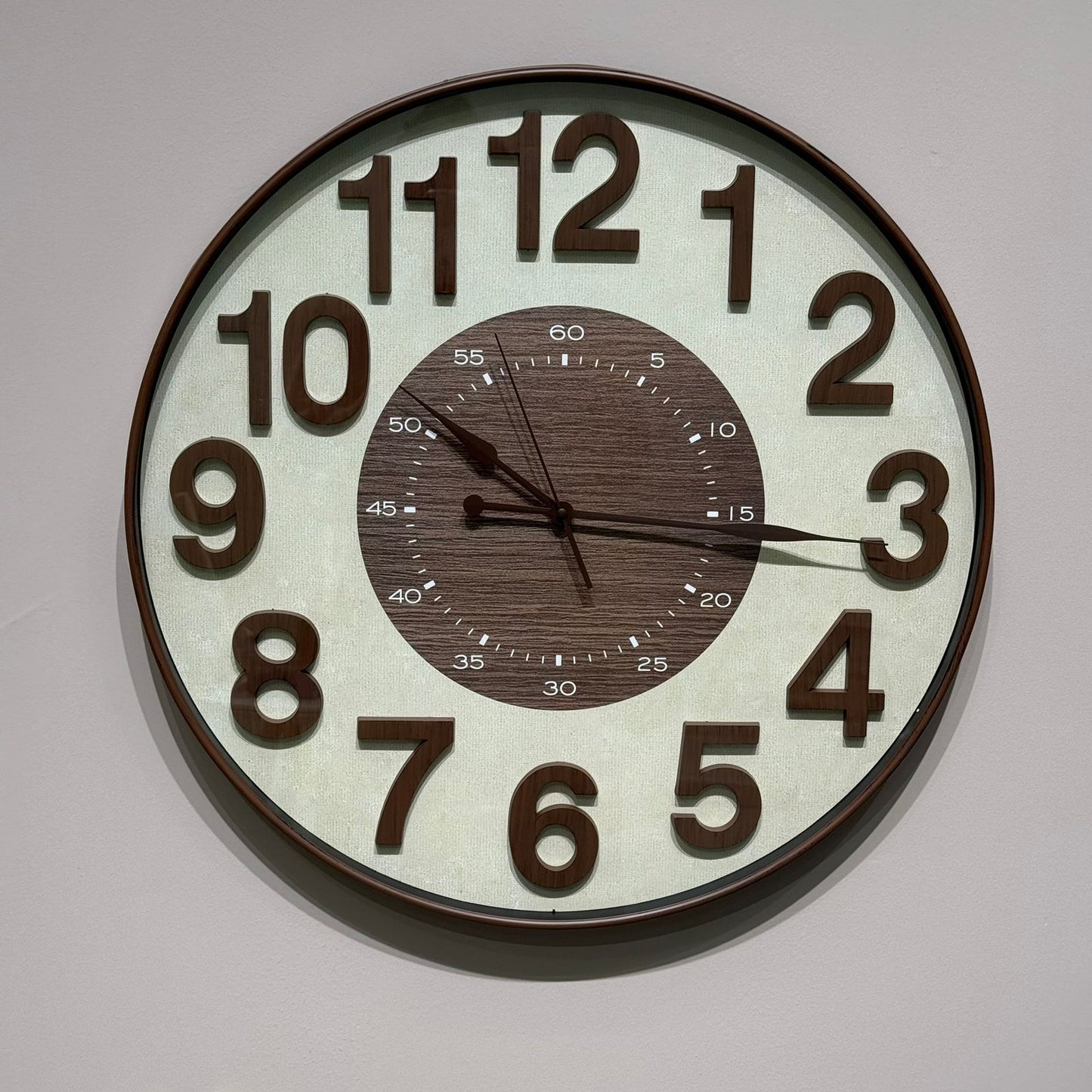 Round Wall Clock with Dual Dial Design