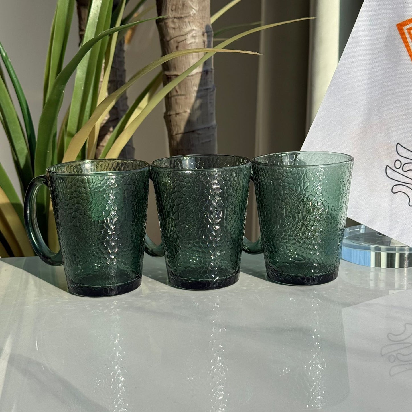 Modern Glass Tea Cups - Set Of 3