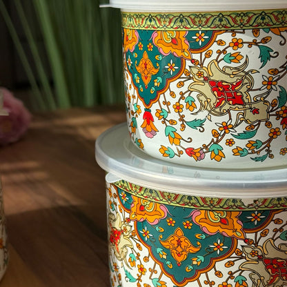 Set Of 5- PCS Ornate Heritage Storage Boxes With Lids