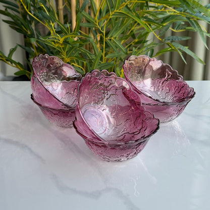 Blush Bloom Glass Dessert Bowl Set