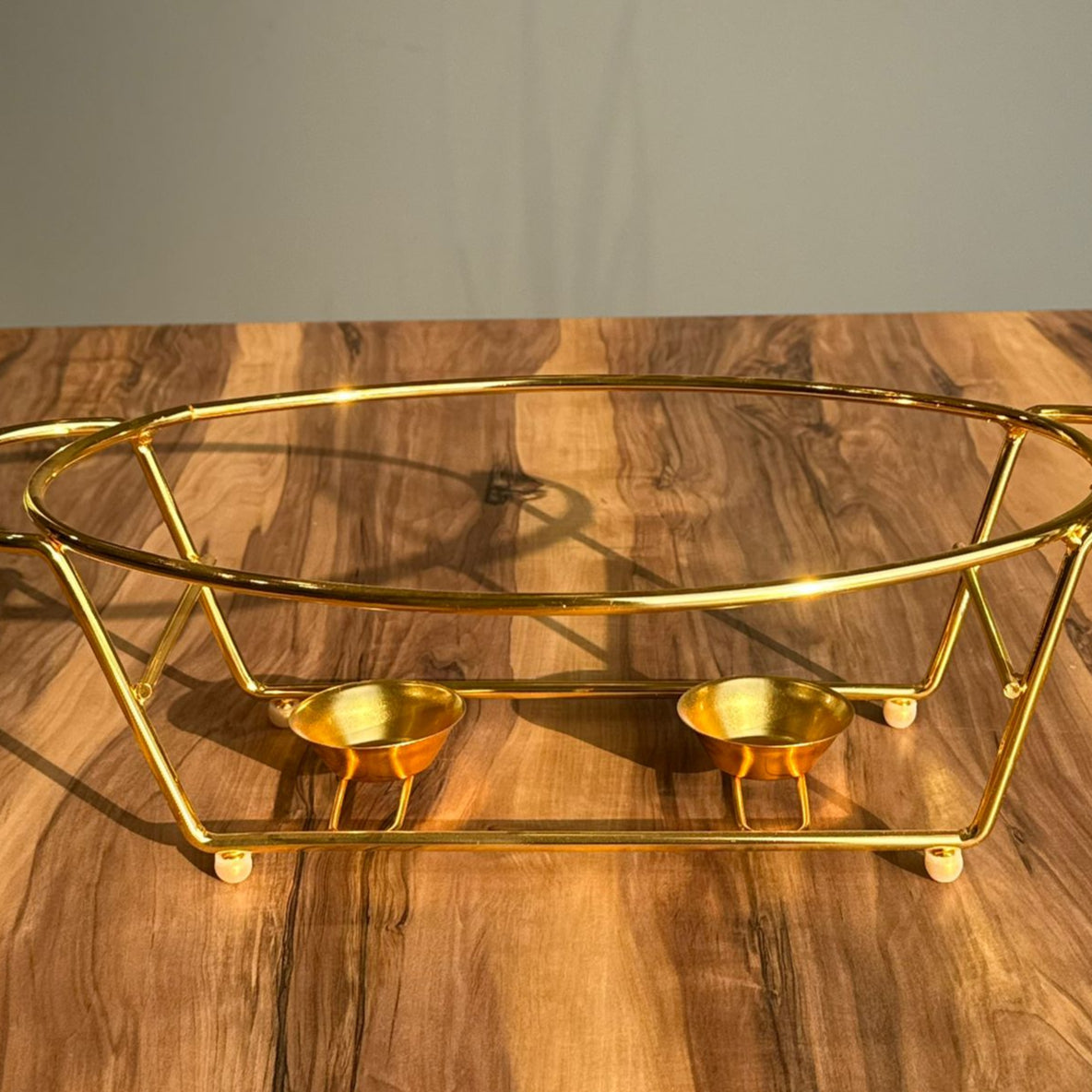 مجموعة أطباق تقديم الطعام الزجاجية الذهبية الفاخرة - تصاميم بيضاوية ودائرية