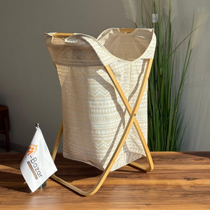 سلة تخزين قماشية بلمسات من الخيزران