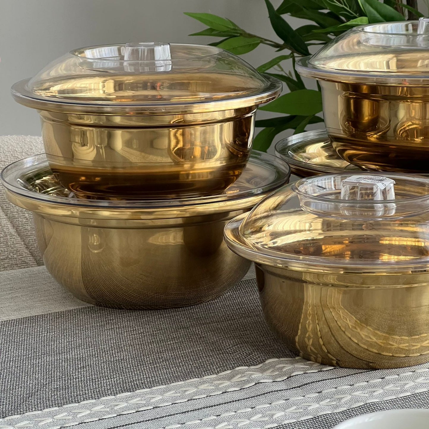 Elegant Gold Stainless Steel Bowl Set with Lids