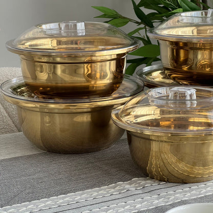 Elegant Gold Stainless Steel Bowl Set with Lids
