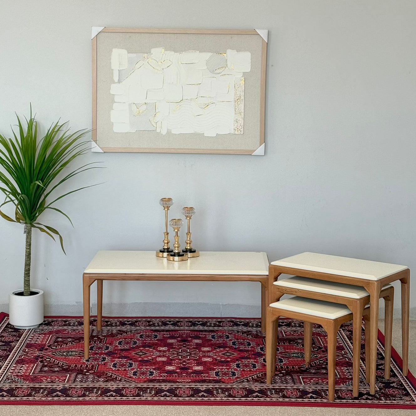 Luca - Modern Durable Table Set - Beige & Grey