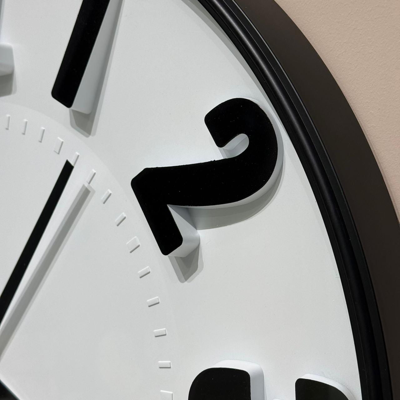 Black & White Round Wall Clock With Large Numbers