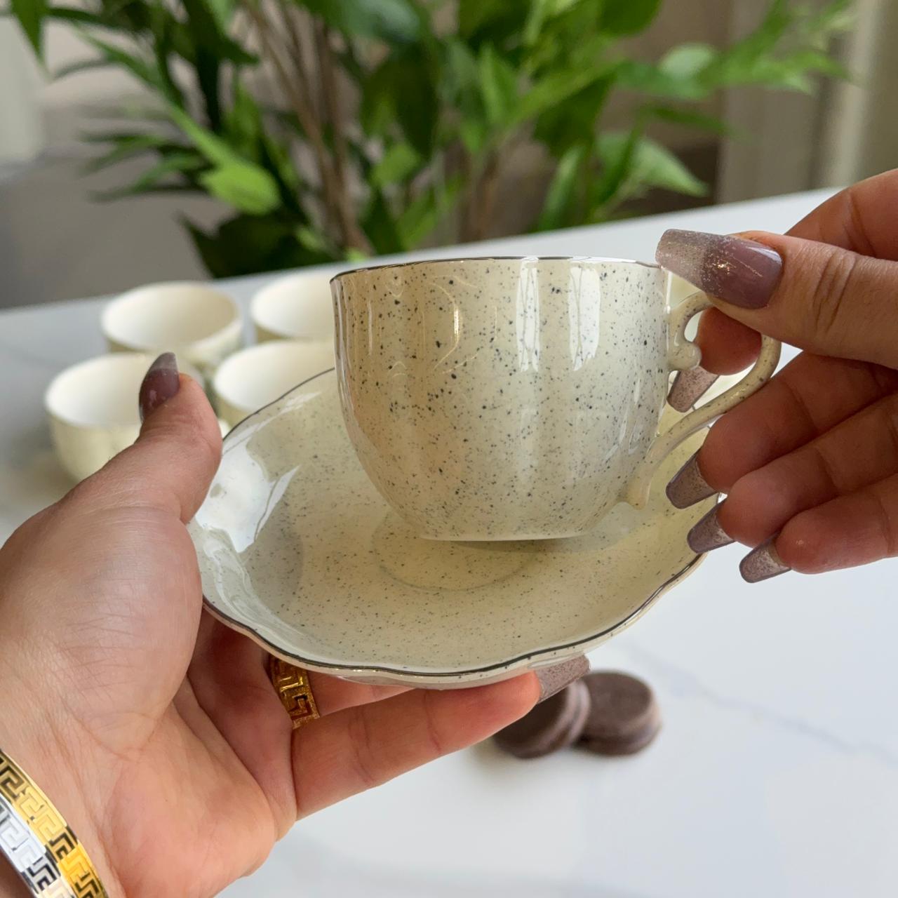 Classic Stoneware Coffee Cup & Saucer Set