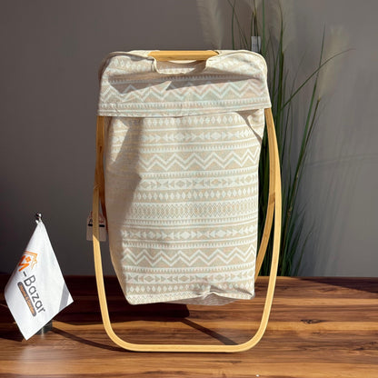 سلة تخزين قماشية بلمسات من الخيزران