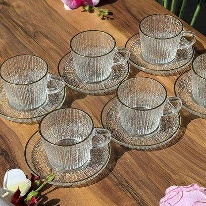 Classic Elegance Golden Rim - Glass Teacup Set