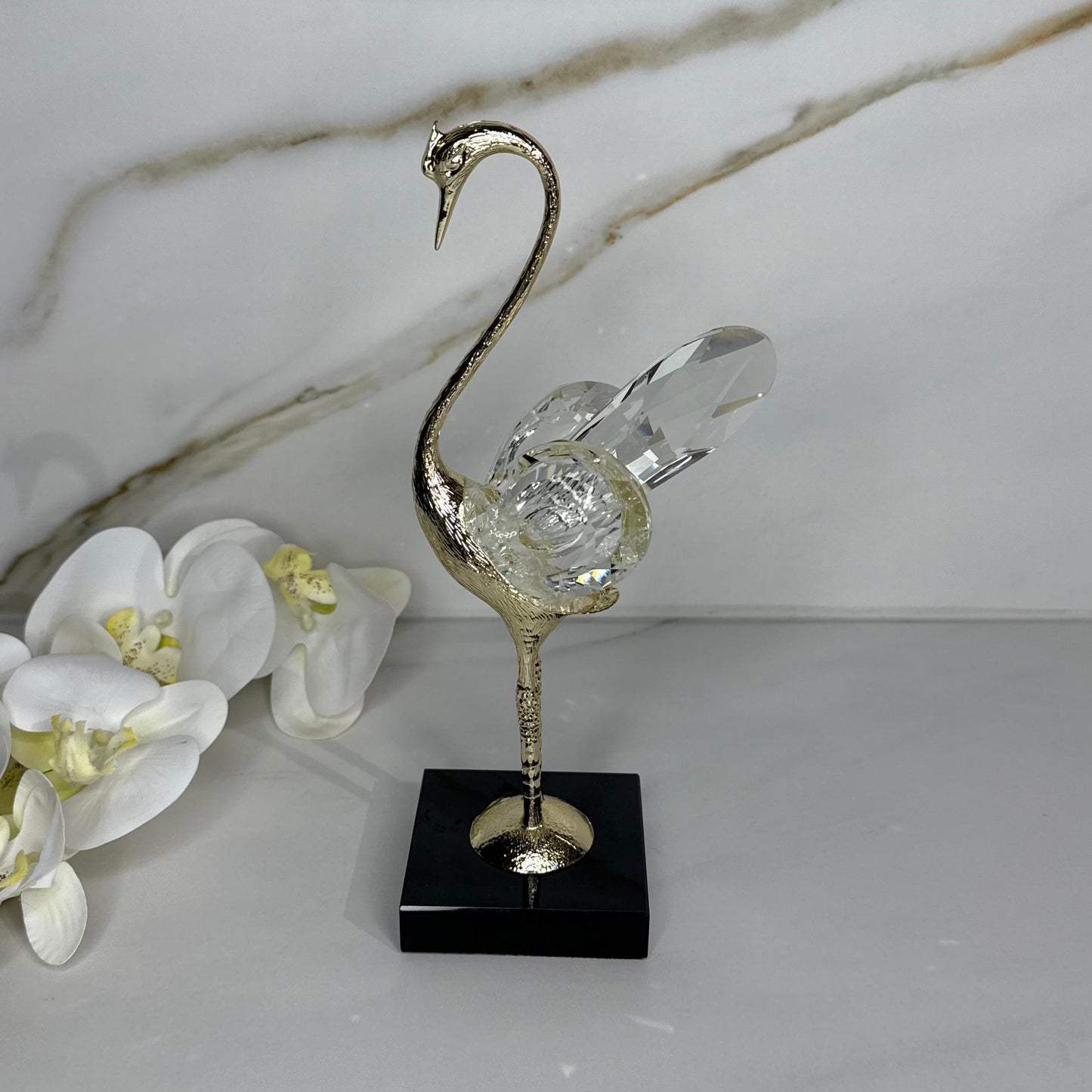 Crystal Winged Swan Figurine - Set Of 2