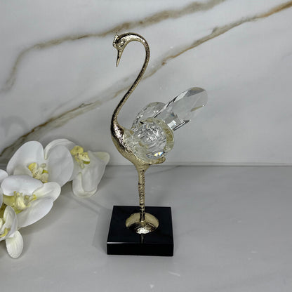 Crystal Winged Swan Figurine - Set Of 2