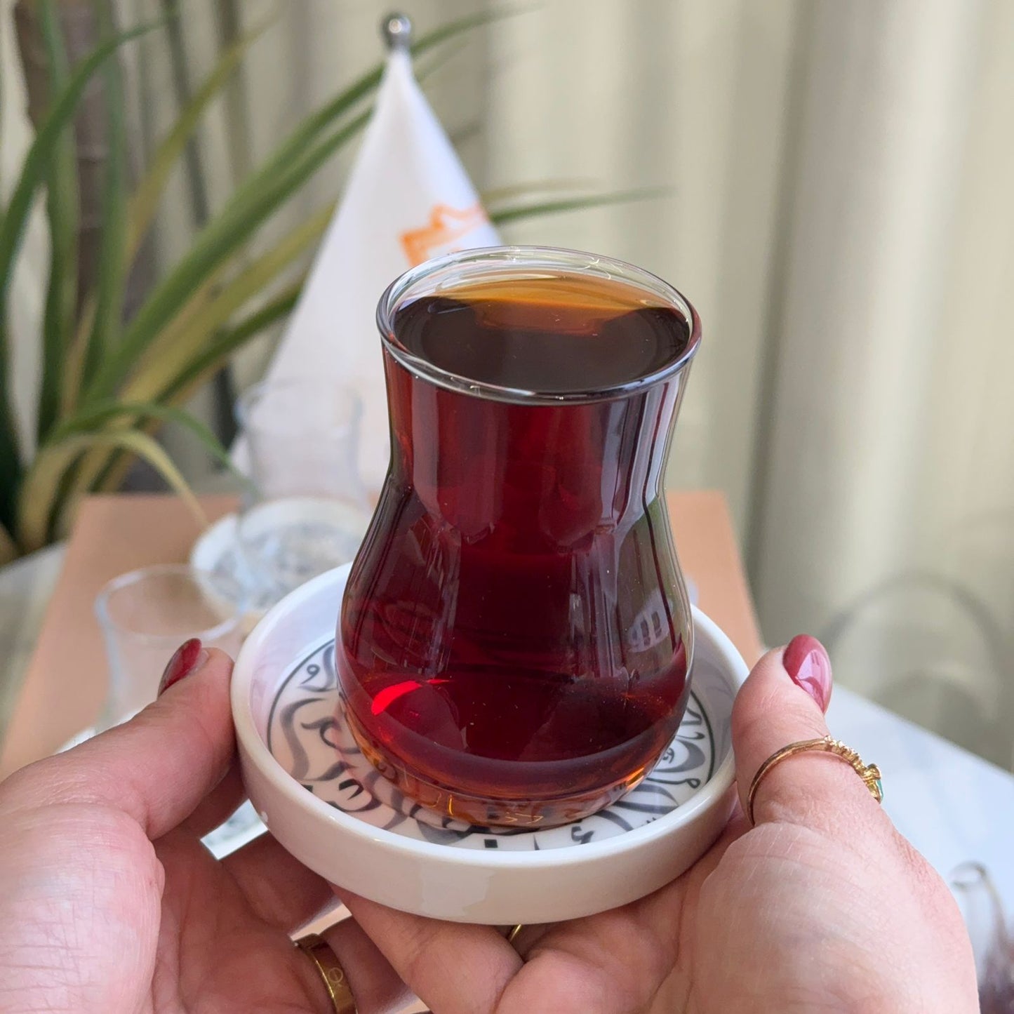Elegant Decorative Saucers & Tea Glass Set