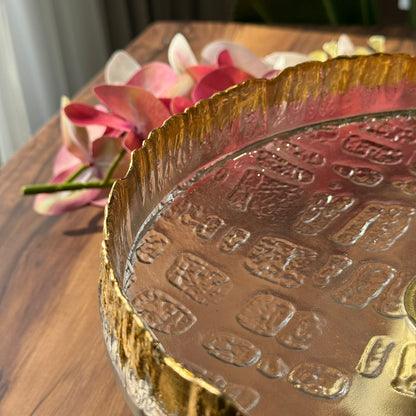 Regal Clear Glass Dessert Pedestal With Gold Rim