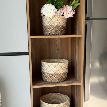 Woven Planter Baskets With Macrame Netting
