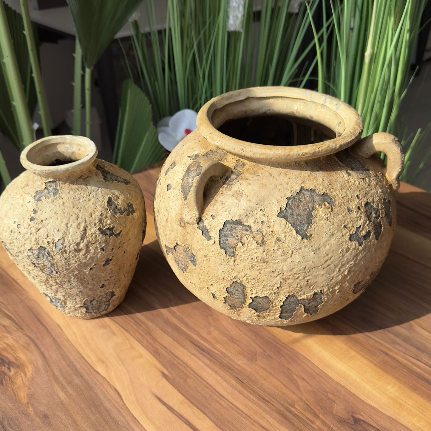 Rustic Terra Duo-Aged Pottery Vases