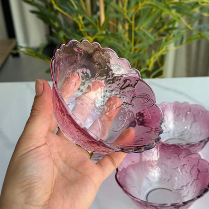 Blush Bloom Glass Dessert Bowl Set