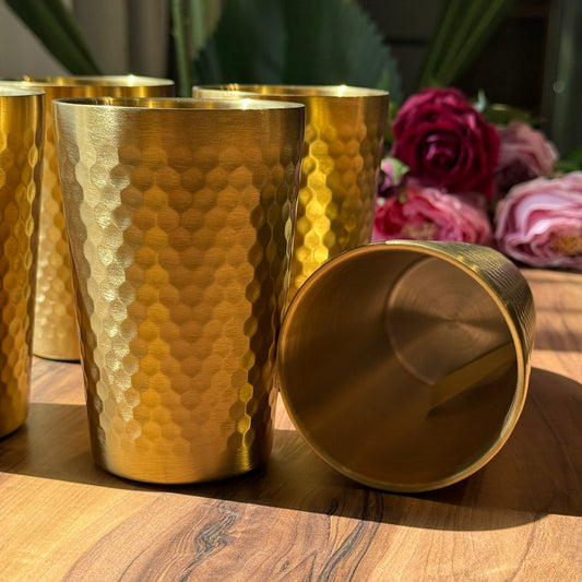 Vintage Luxe Gold Stainless Steel Drinking Glass