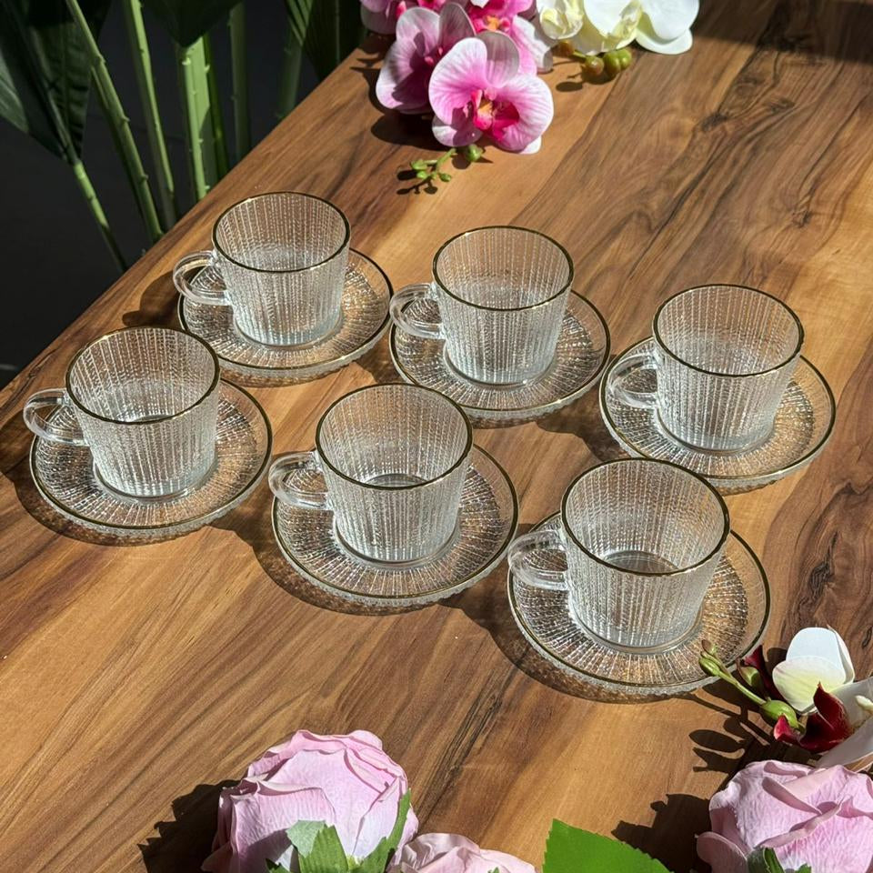 Classic Elegance Golden Rim - Glass Teacup Set