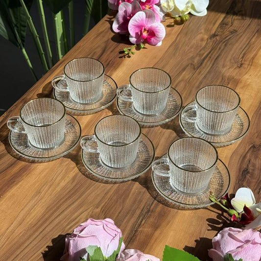 Classic Elegance Golden Rim - Glass Teacup Set