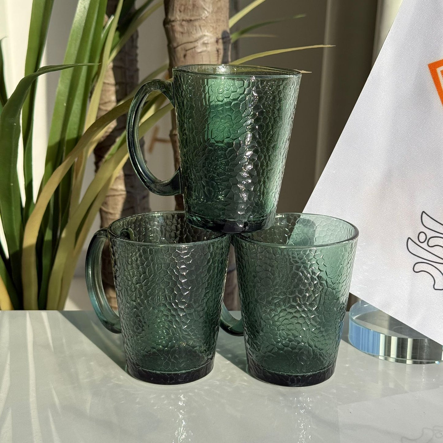 Modern Glass Tea Cups - Set Of 3