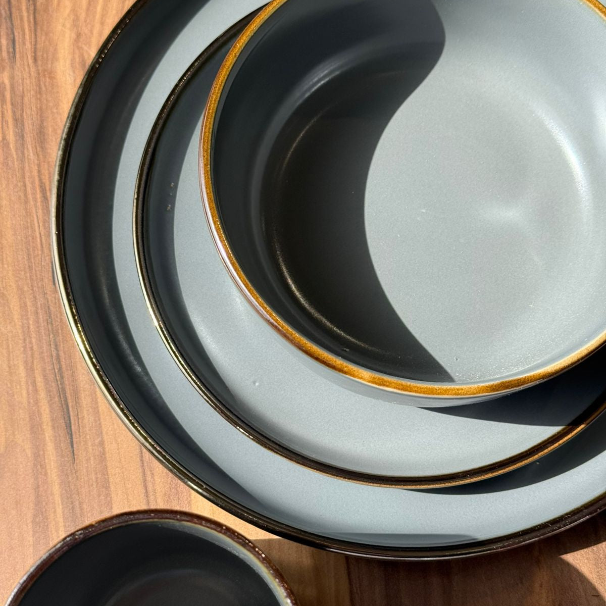 Granite Edge -16-PCS Grey Dinnerware Set