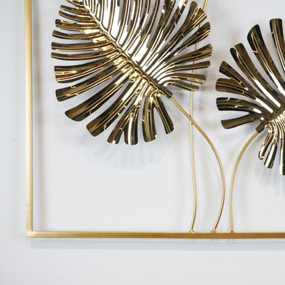 Golden Metal Leaves Wall Decoration
