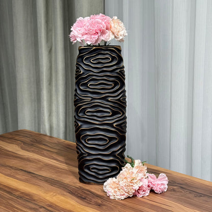 Modern Ripple Black Vase